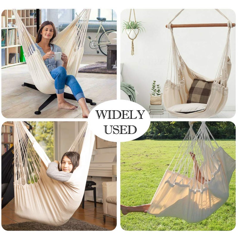 Hatisan Hammock Chair Hanging Rope Swing Seat for Indoor Outdoor, Sturdy Cotton Weave Hammock Swing, Max 300Lbs Hanging Hammock Chair (Pole and Pillows NOT Included, Gray) - Image 4